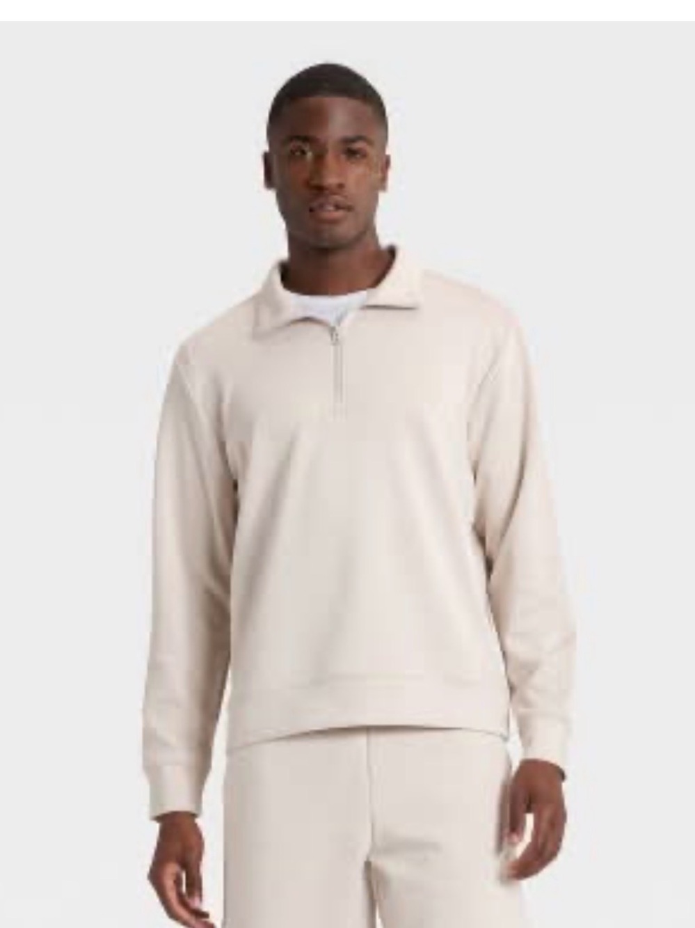 NWT All In Motion Men's Half-Zip Pullover Sweatshirt in Light Beige. Size M